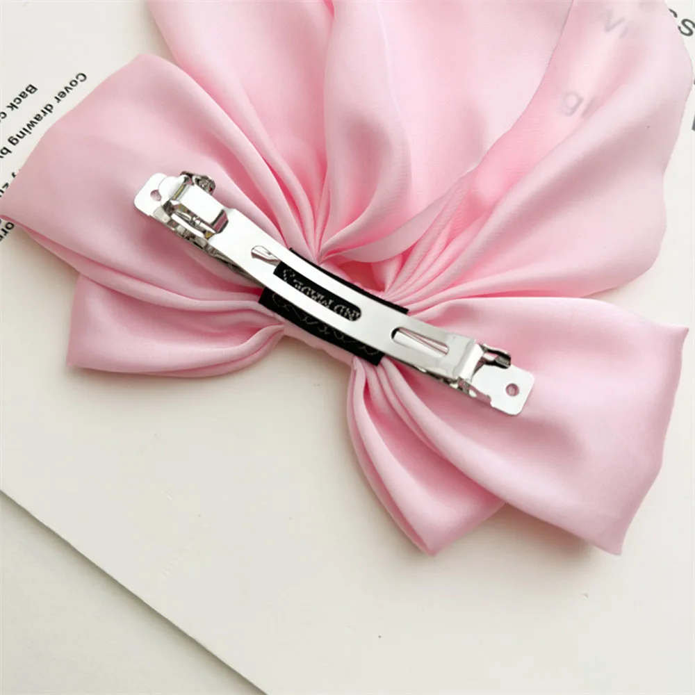 1Pcs Elegant Large Bow Long Ribbon Hair Clip Women Fashion Bowknot Satin Hairpin Barrettes Girls Ponytail Clip Hair Accessories