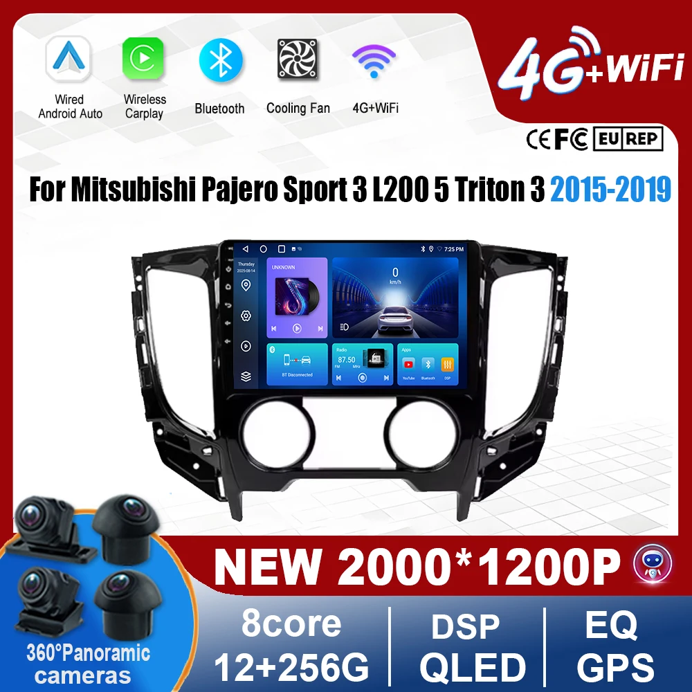 

For Mitsubishi Pajero Sport 3 L200 5 Triton 3 2015-2019 Car Radio Multimedia Video Player Navigation GPS Car Accessories 4G Lte