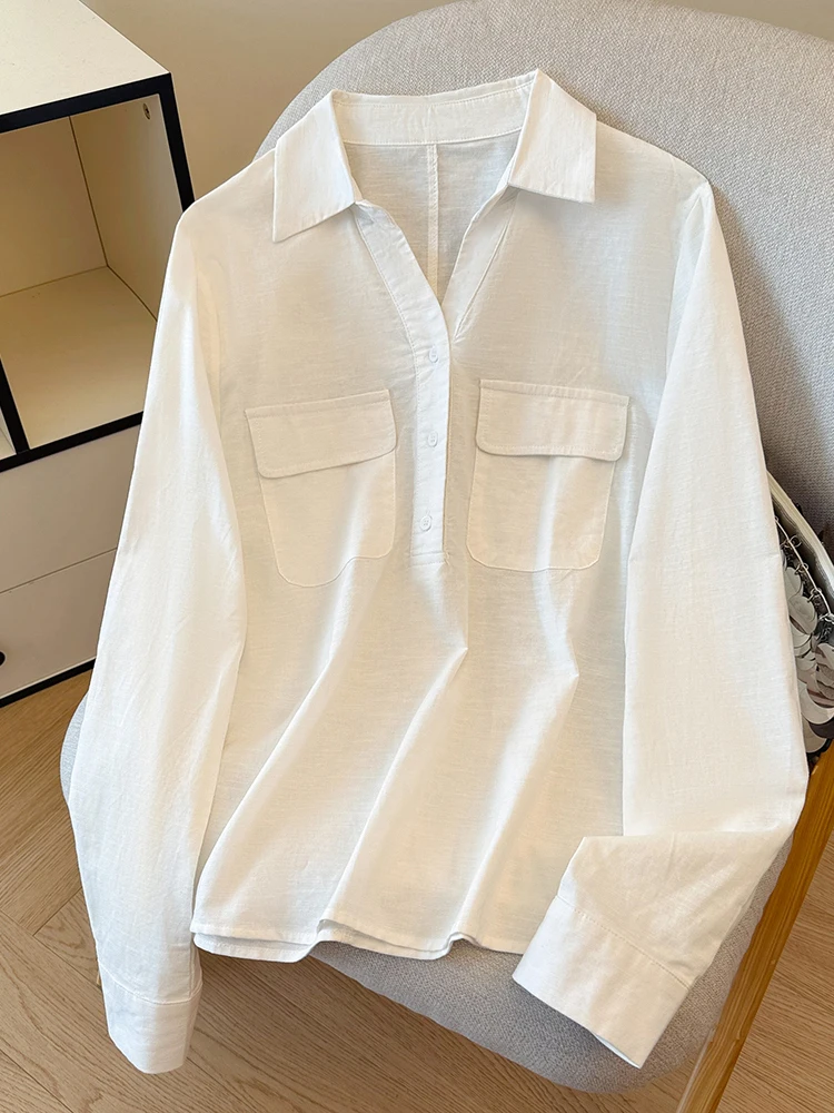 

Модный длинный однотонный женский топ в корейском художественном стиле, свободного кроя, дышащий, приятный для кожи, осенний