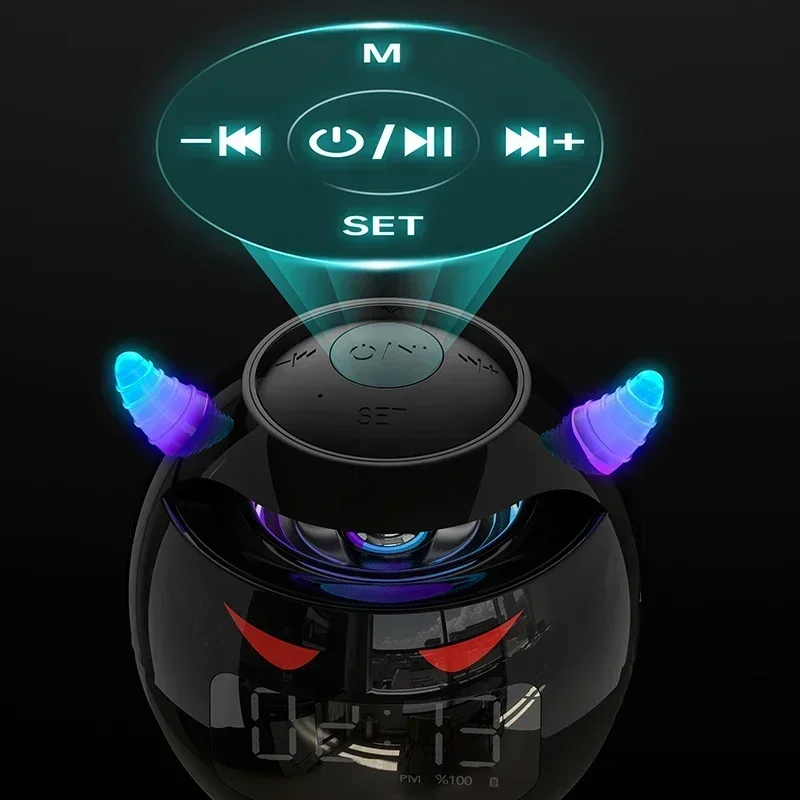 Mini-Lautsprecher Wecker drahtlose Kugelform Uhr Lautsprecher Bluetooth-Lautsprecher Audio mit LED digitalen Wecker Musik-Player