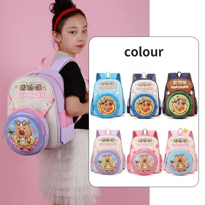 

Cartoon Capybara Backpack Removable Two Piece Set，Lightweight Waterproof Orthopedic Elementary Kindergarten Bookbags