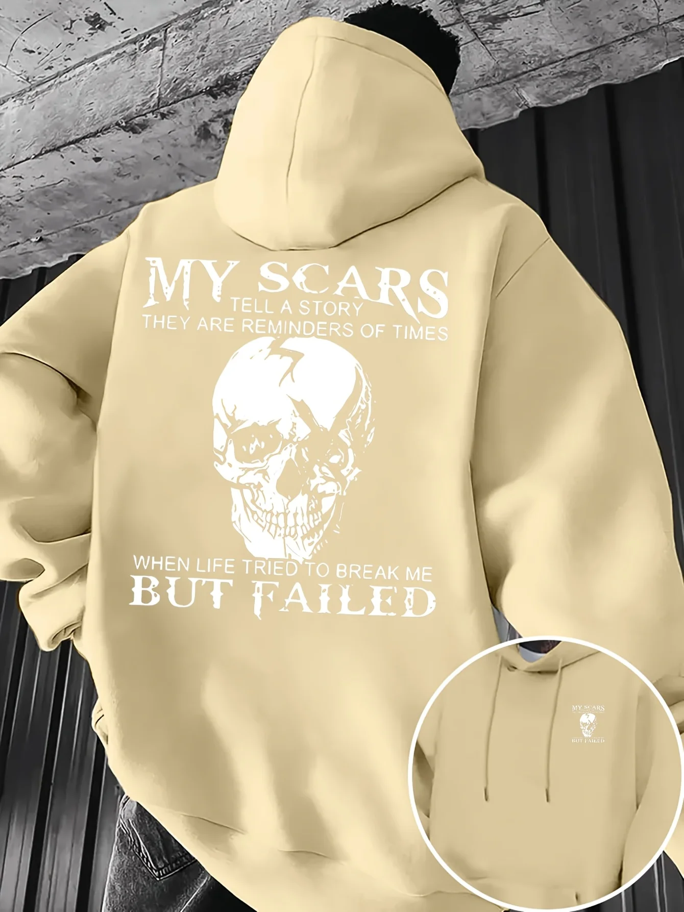 Herren-Sweatshirt mit Totenkopfmuster, Herbst/Winter, Street Fashion, Fleece, lockerer Schnitt, mit Kapuze, geeignet für Outdoor-Aktivitäten und den täglichen Weg zur Arbeit – Detail 4