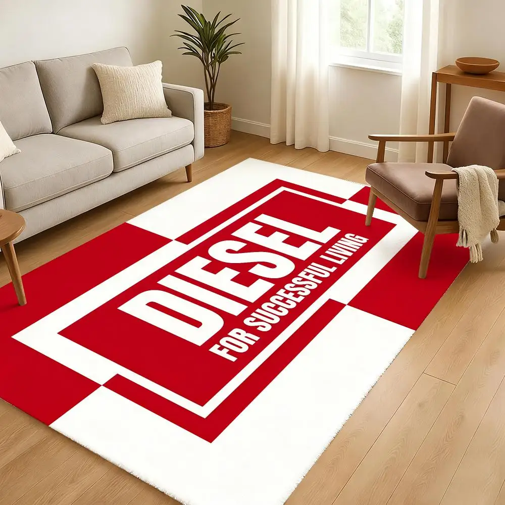 Brand D-Diesel-S Fashion Floor Mat Soft Thickened Absorbent Non-Slip Bedroom Living Room Door Mat Home Decor Flannel Rugs