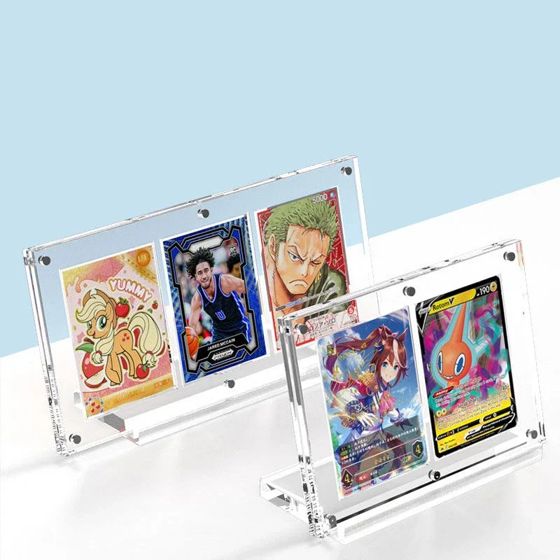2/3 Grids Magnetic Acrylic Card Brick with Groove Compatible with Instax Polaroid Photo TCG Trading Cards Display