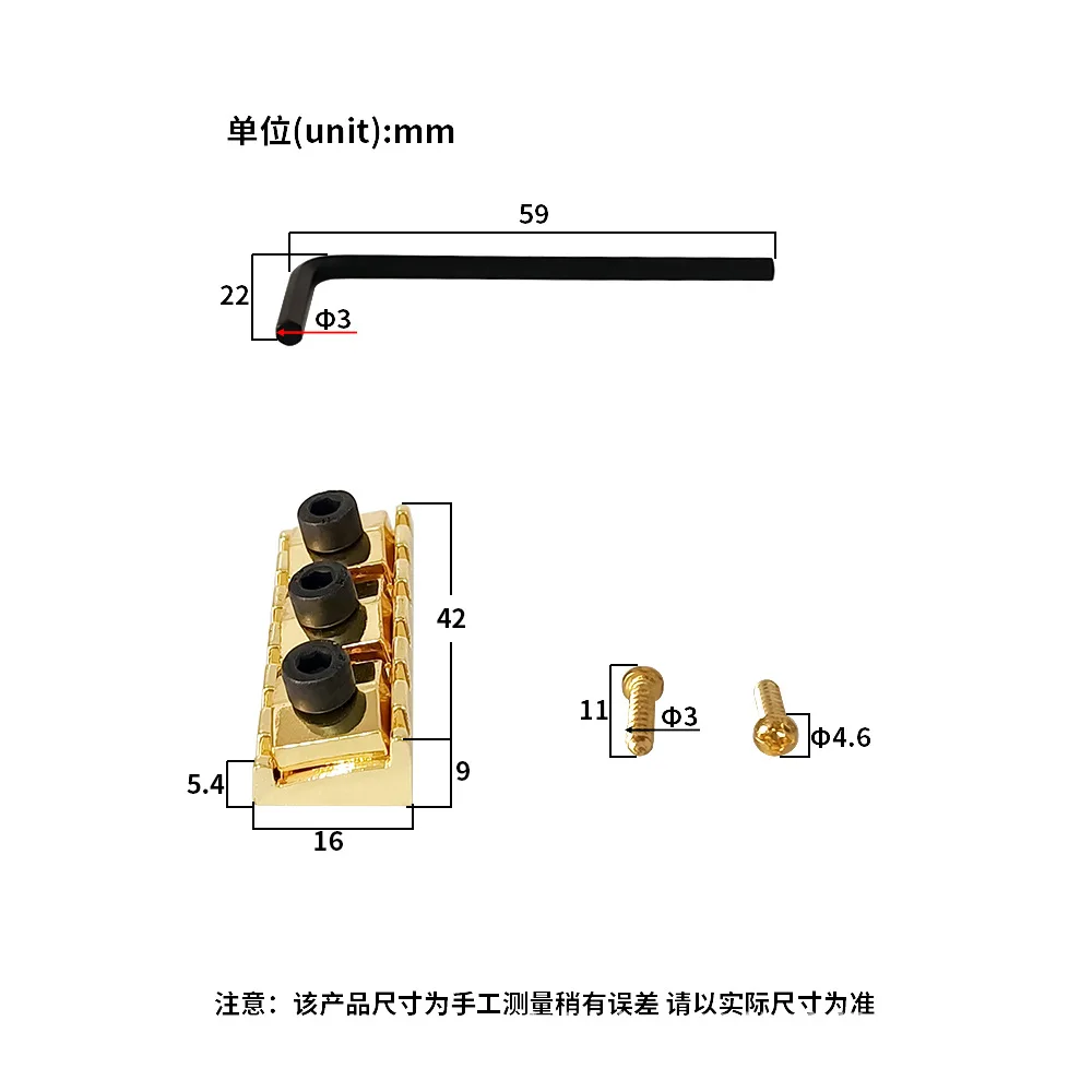 Universeller ST/SQ-Sattel für E-Gitarre, doppelter Sattel, 42 mm, langlebiges, gehärtetes Material für stabile Stimmung, Reparatur von Gitarrenteilen – Detail 5