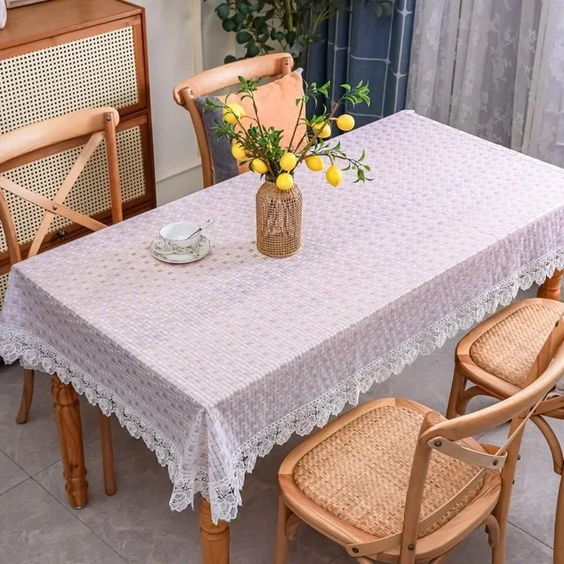 

Tablecloth Washable, waterproof, oil-proof, anti-ironing, light luxury, high-grade lace lace household tablecloth J4953