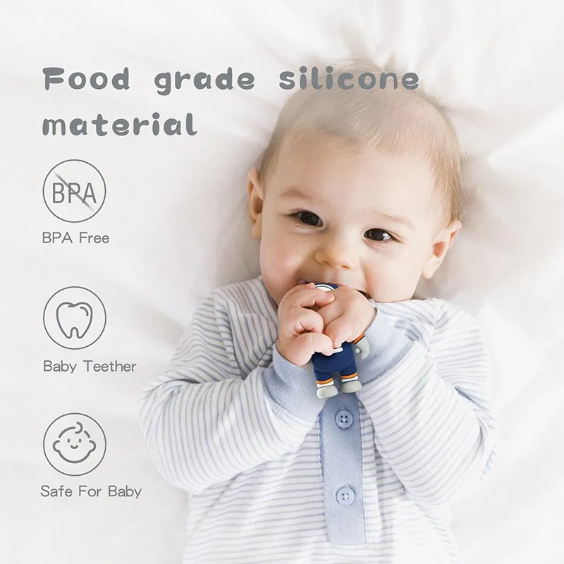 طفل سيليكون كتل بناء صاروخ لعبة نموذج بنة عضاضة لعبة الغذاء الصف سيليكون الأطفال مضغ لعبة طفل الملحقات