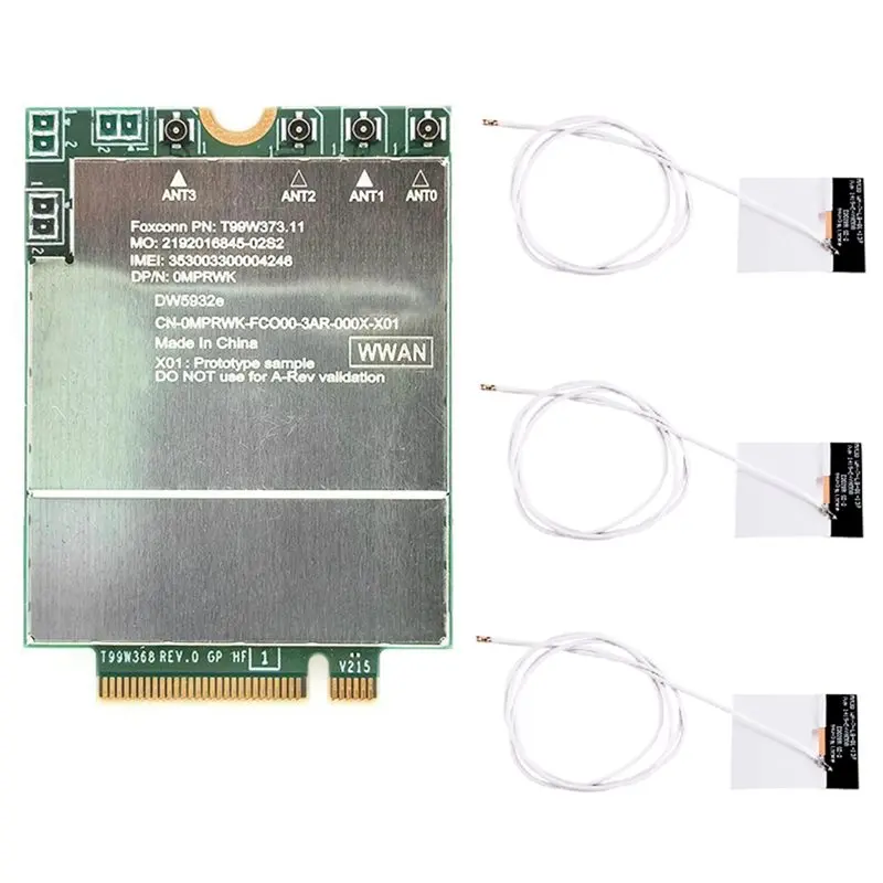 

Модуль 5G A13E-T99W373 Dw5932e для ноутбуков Dell 7350 7450 7650 9450, беспроводная карта WWAN LTE Cat19 M.2 NGFF с 3 антеннами