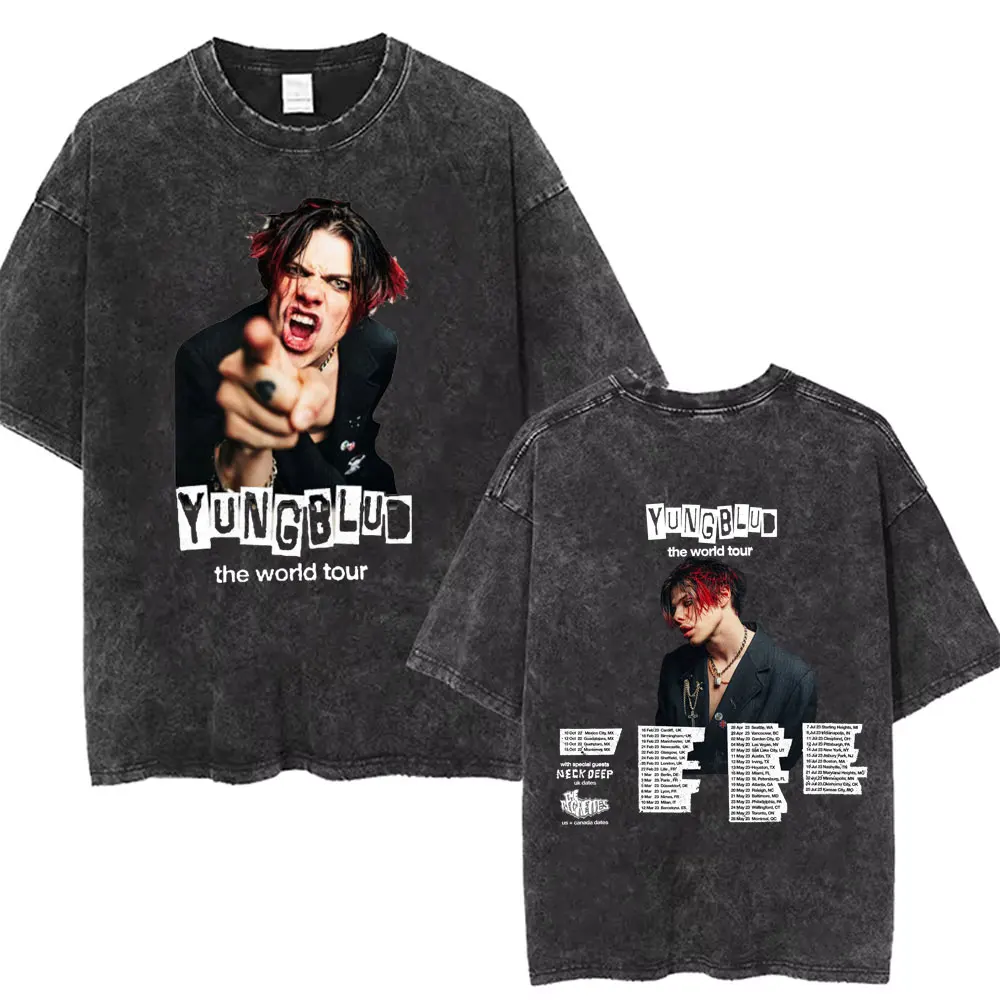 Yungblud ألبوم الموسيقى غريب ريترو غسلها تي شيرت الرجال النساء الهيب هوب المتضخم الشارع الشهير البديل روك قصيرة الأكمام تي شيرت