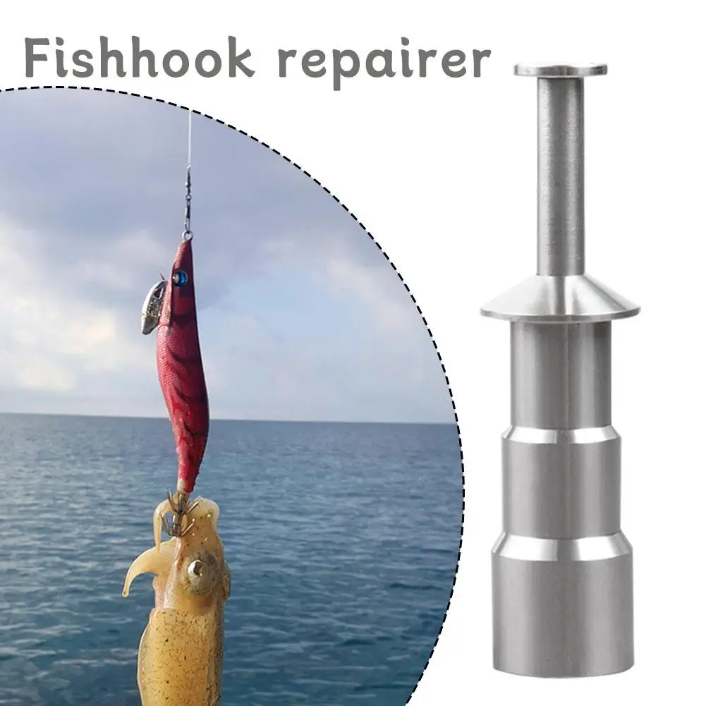 الفولاذ المقاوم للصدأ الحبار هوك مصحح خشبي الروبيان أداة إصلاح الحبار هوك مستقيم خفيفة الوزن صيد السمك التبعي #4