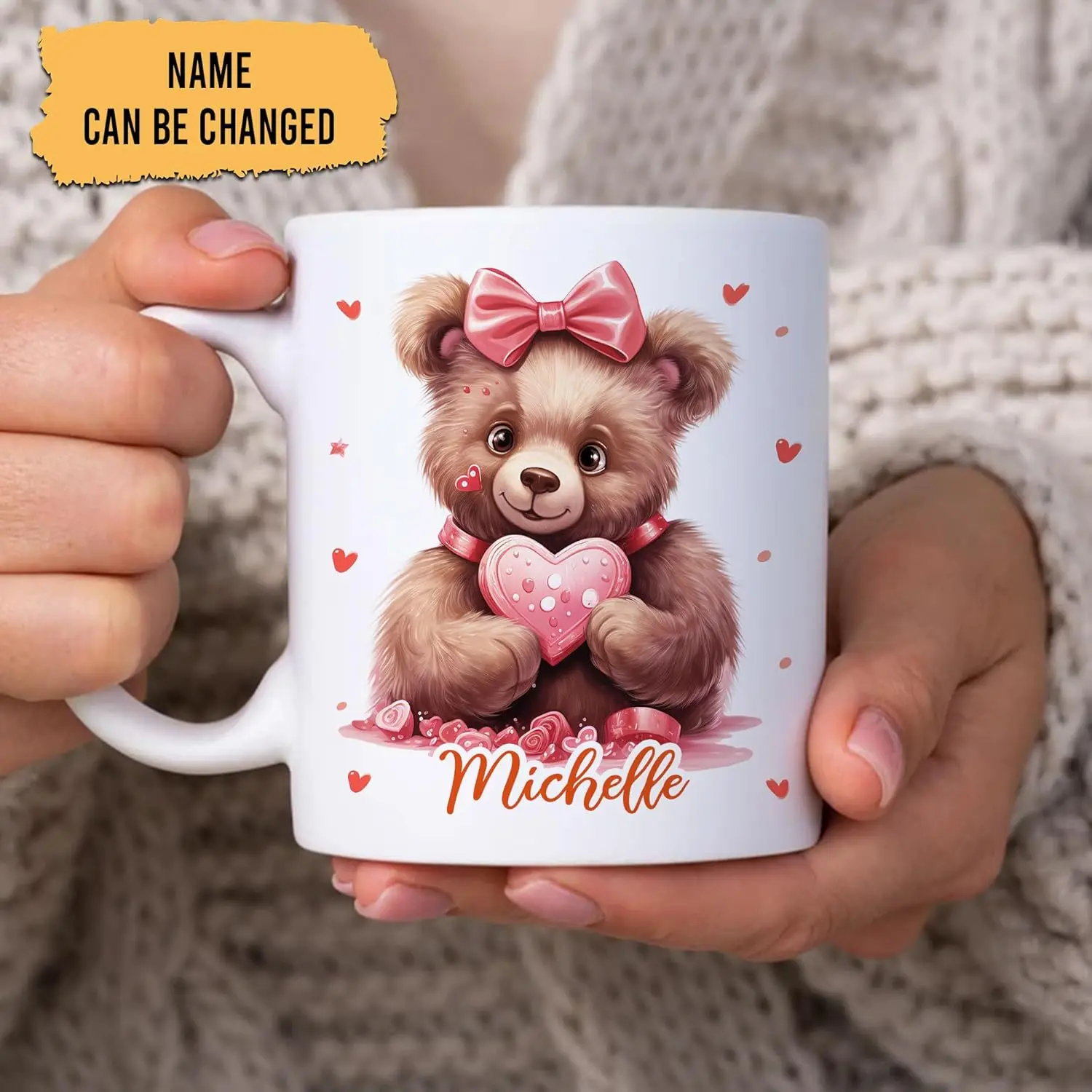 

Personalized Gifts Donkey Lover - Donkey Love Hearts Custom Name Ceramic Coffee Mug Cup 11oz- Cute Animal Lovers Gifts For Women