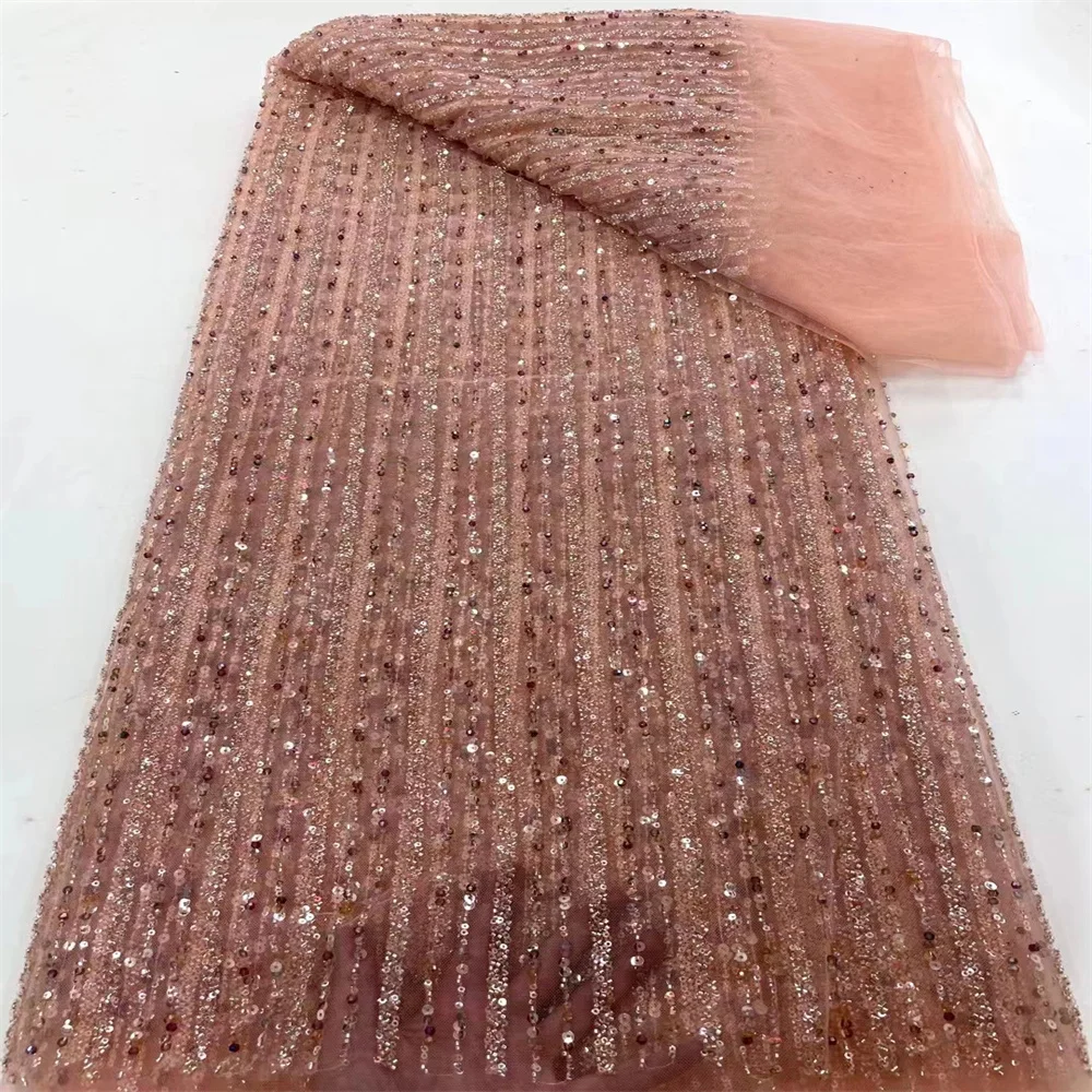 Latest Nigerian Lace Fabric 2023 Party Wedding Sewing Embroidered Mesh 5 Yards High Quality French Net African Sequins ws-0400