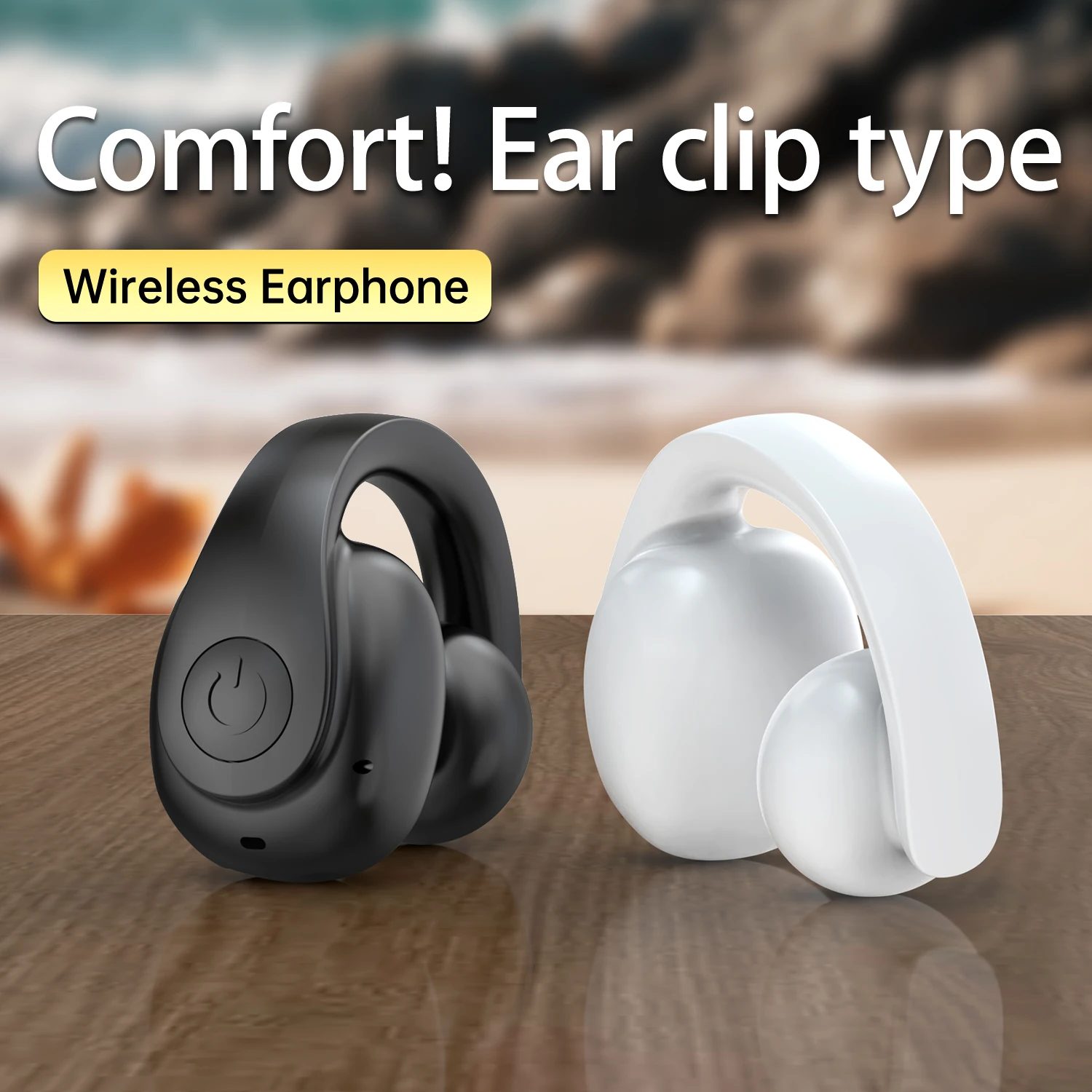 سماعة أذن واحدة لاسلكية للحد من الضوضاء بلوتوث 5.4 مشبك للأذن على سماعات الرأس مقاومة للماء موسيقى رياضية بدون استخدام اليدين