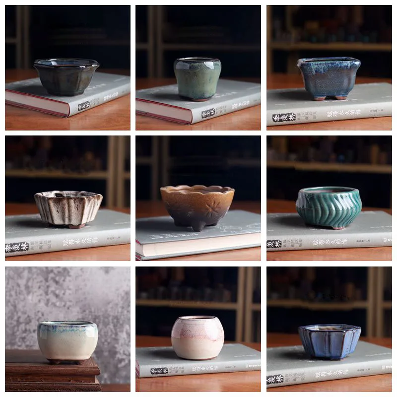 Wyszukana ceramiczna mięsista doniczka oddychająca piękny wystrój doniczka chiński Yixing Mini Bonsai soczyste kciuk doniczka ZD12