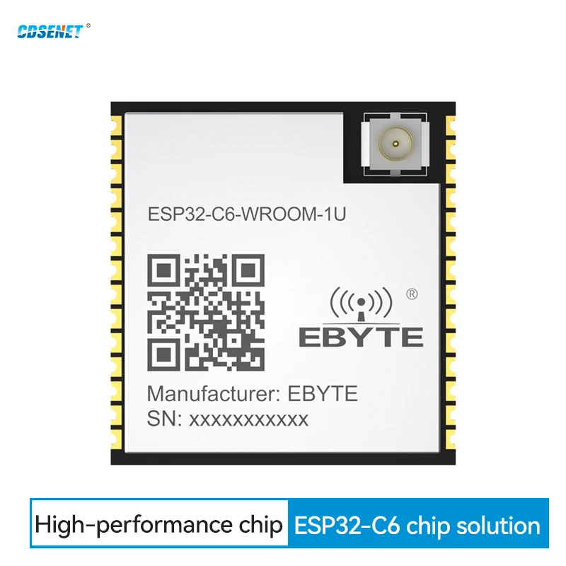 

2.4G Bluetooth Wifi IOT SoC Module CDSENET ESP32-C6-WROOM-1U 25dbm 260m WIFI6 BLE5.3 ESP32-C6 MQTT IPV6 8M Flash AT Command IPEX