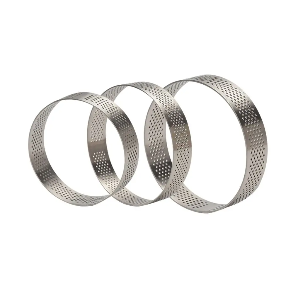 قوالب تارت دائرية من الفولاذ المقاوم للصدأ مثقوبة يمكنك صنعها بنفسك، قالب دائري، قالب كعك #5