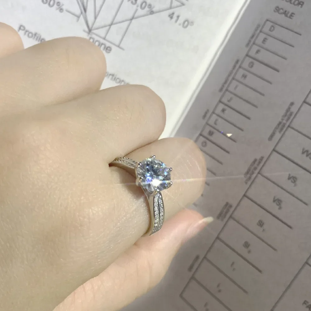 MDLFES Moiss1nite نمط سميكة مطلي 18K 2 قيراط فو مويسان موضة العريس خاتم الماس الزفاف