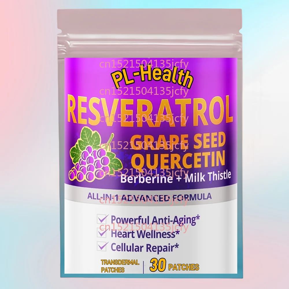 

30 Patches Resveratrol Transdermal Patches with Quercetin Berberine Milk Thistle Anti-Aging