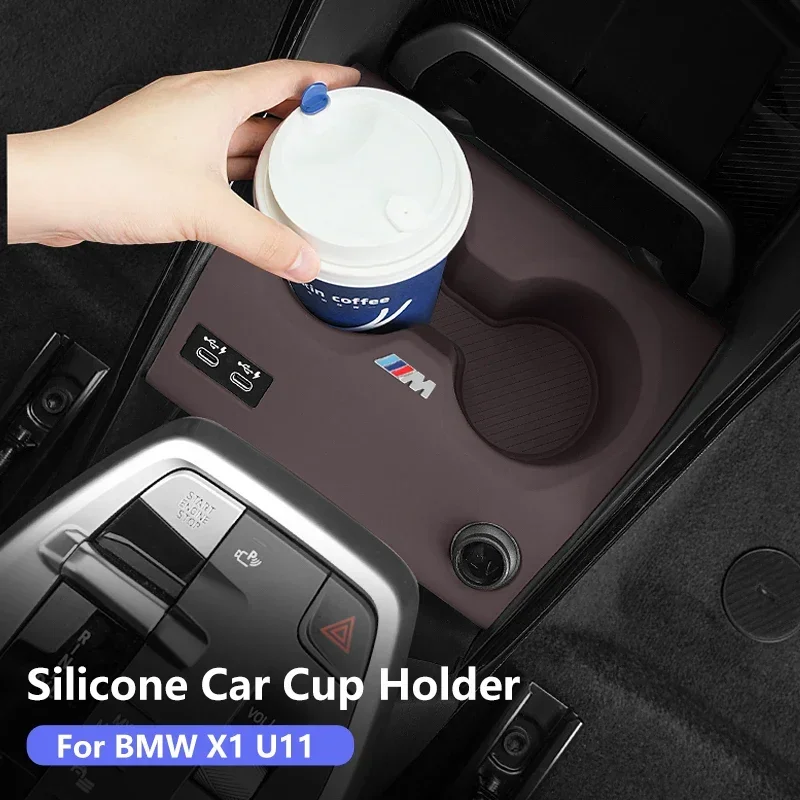 

Silicone Car Cup Holder Coasters For BMW X1 U11 2023 2024 2025 LHD Center Console Bottle Holder Anti Slip Drink Insert Organizer