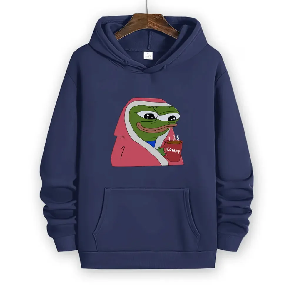 بيبي الضفدع التفكير المرأة هوديي الأساسية كنزة قطيفة لينة مقنعين البلوز مع جيوب البلوز Harajuku أنيمي هوديي #4