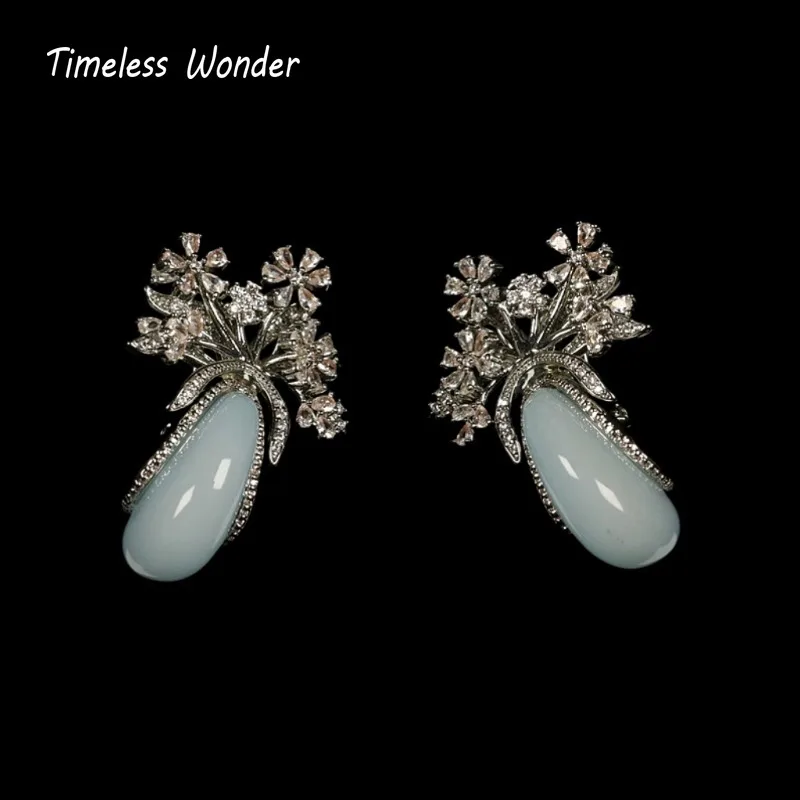 Timeless Wonder Fancy Crystal Zircon Geo Floral Button Earrings Women Designer Jewelry Punk Sweet Gift Rare Top Classy 3346
