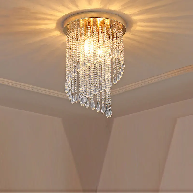 

Light Luxury Modern Small Crystal Ceiling Light Nordic Living Room Hallway Hallway Porch Balcony Rear Entrance Ceiling Lamp