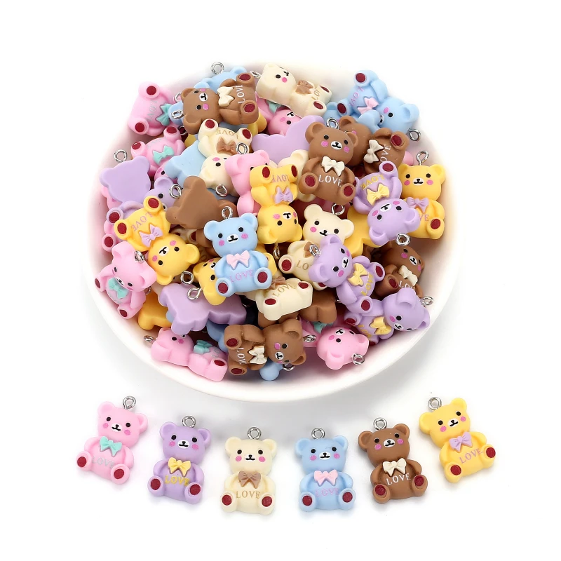 10Pcs 6 Color Resin Pendant 15x25mm Cartoon Cute Animal Pendant For Charm Bracelet Necklace Earring DIY Jewelry Making Accessory