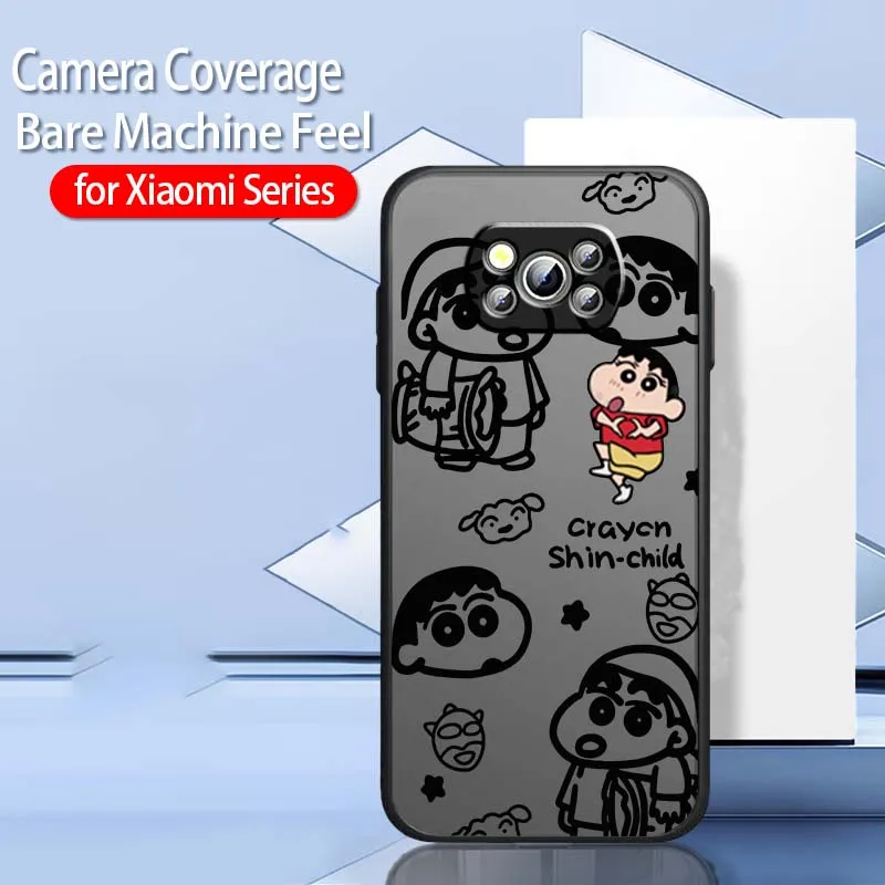 C-Crayon S-Shin-Chan arte lindo para Xiaomi Poco X6 X5 X4 X3 M6 M5s M5 M4 M3 F6 F5 F4 F3 Pro 5G funda de teléfono translúcida esmerilada