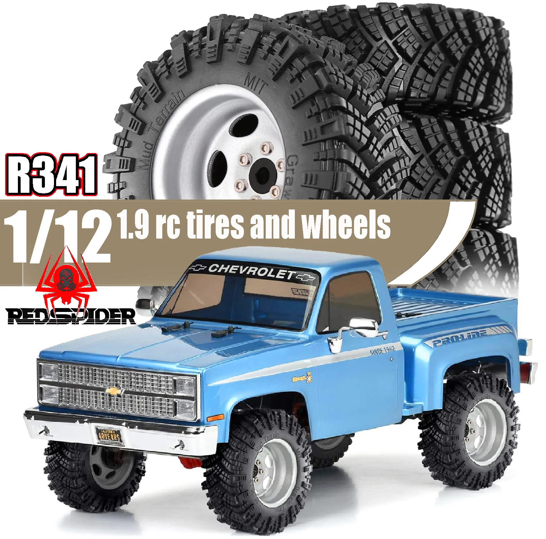 

RED SPIDER 4Pcs 1.9 Beadlock Wheel Aluminum and 1.9 RC Crawler Tires for Traxxas TRX4 Axial SCX10 SCX10 II III Redcat Gen 8