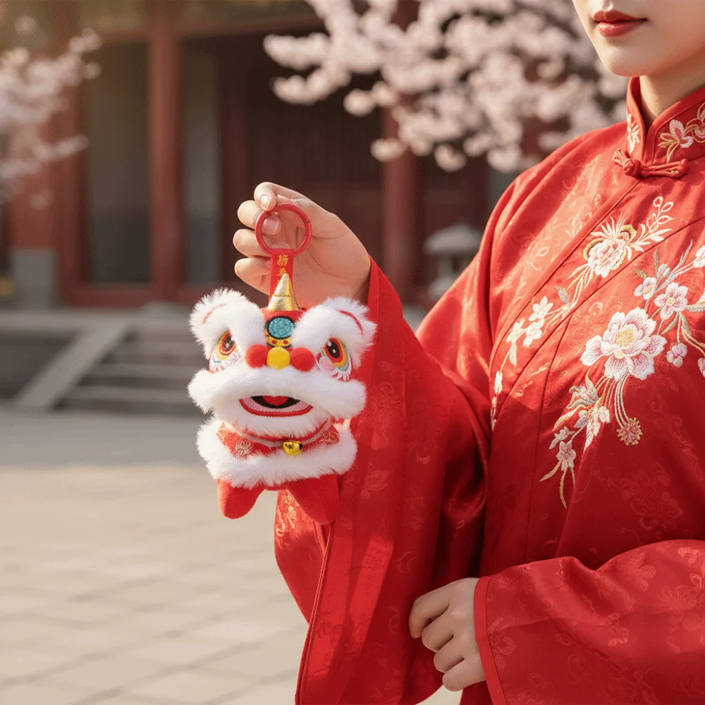 Cartoon Lion Dance Keychain Awakened Lion Chinese Style Lion Dance Pendant Plush Toy Doll Year of Horse Chinese New Year Gift view 2
