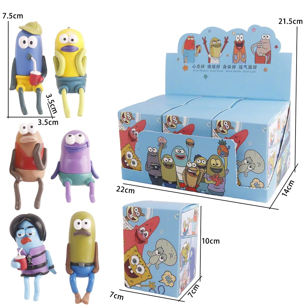 SpongeBob Bikini Bottom Buddies Blind Box: Lustige sitzende Fischfigur als Auto- und Schreibtisch-Deko – Niedlicher Ausdruck, Sammlerstück, Geschenk – Detail 1