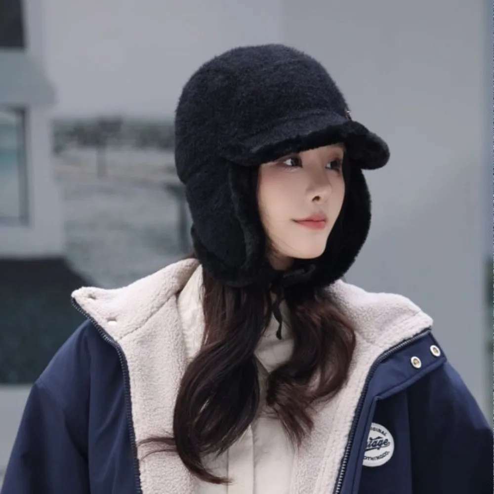 Casual Windproof Winter Hat Thickened Velvet Lining Earflaps Hat Warm Bomber Hat For Women