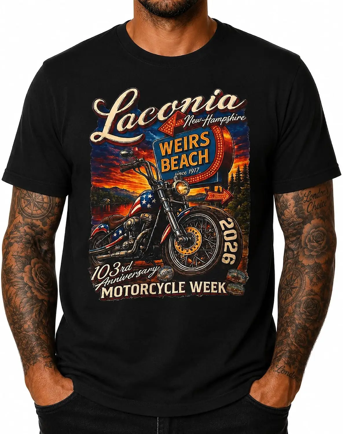 Laconia Motorcycle Week 2026 Shirt Weirs Beach NH Bike Rally Tee 103Rd Anniversary Biker T-Shirt Unisex Men Women 100% Cotton