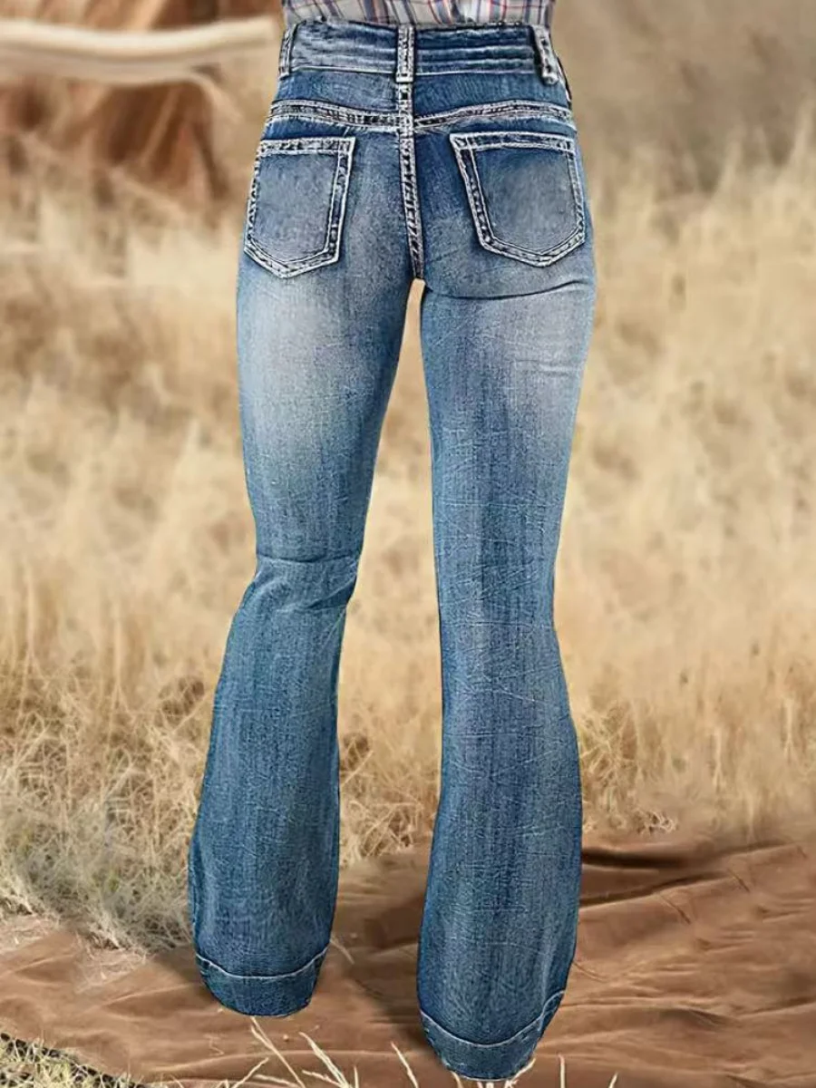 【HME】High-waisted Flared Pants for Women.The Refined High-waist Design And Classic Flared Silhouette