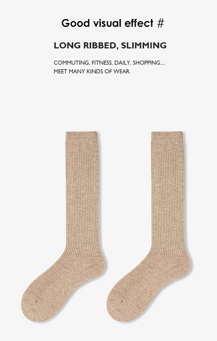 Wollmischung, knielange Socken für Damen, gestrickte, kniehohe Socken, gerippt, warm für den Winter, lässig, feines Garn, 1 Paar, weiche Strümpfe, ideal für die Feiertage. – Detail 8