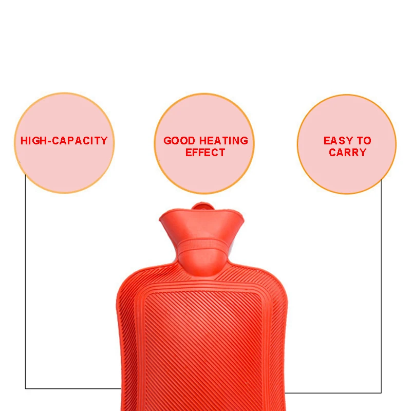 2000ML Hot Water Bottle Thick Rubber Bag Winter Warmer Random color