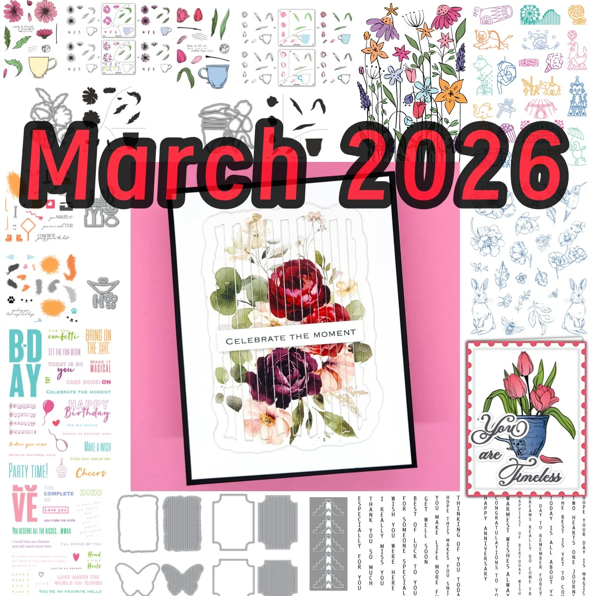 

Wildflowers Postage Collage Corner Rectangle Metal Cutting Dies Clear Stamps Stencil Hot Foil for DIY Making Card Scrapbook 2026