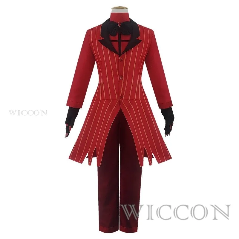 Hazbin Cosplay Hotel Uniform Alastor Cosplay Kostuum Volwassen Mannen Halloween Carnaval Kerstkostuums Rood Pak Anime Cosplay