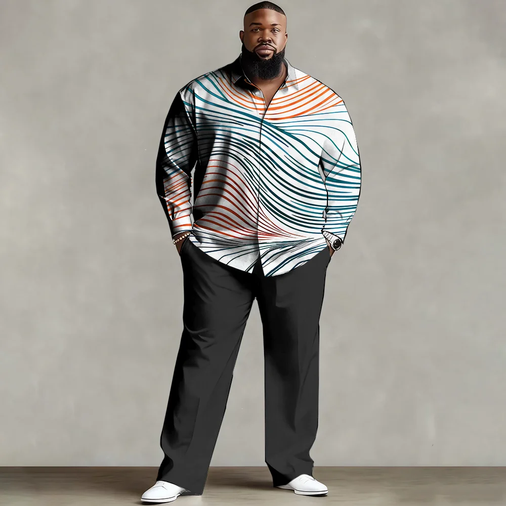 

S-9xl plus size Men's Shirt Set: Plaid-Modern Style - Soft Cotton Blend, Sleek Asymmetric Check Prints, Wrinkle-Resistant,