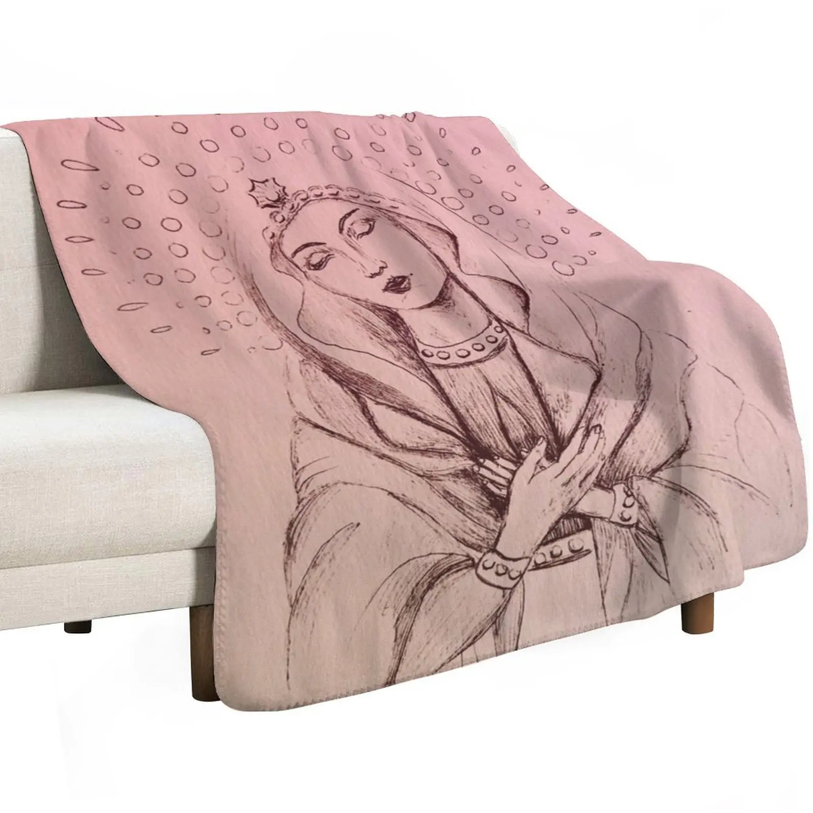 Mother Mary Heart in Pink Throw Blanket for babies valentine gift ideas Decoratives christmas decoration manga Flannels Blankets