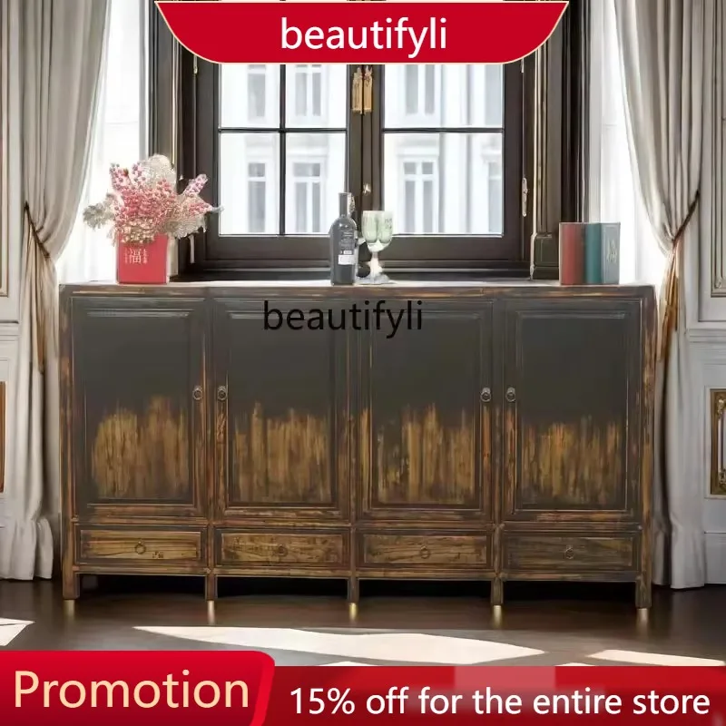 B6 Ming and Qing Antique Entrance Cabinet Chinese Living Room Classical Locker Dining Side Cabinet B & B Hotel A57