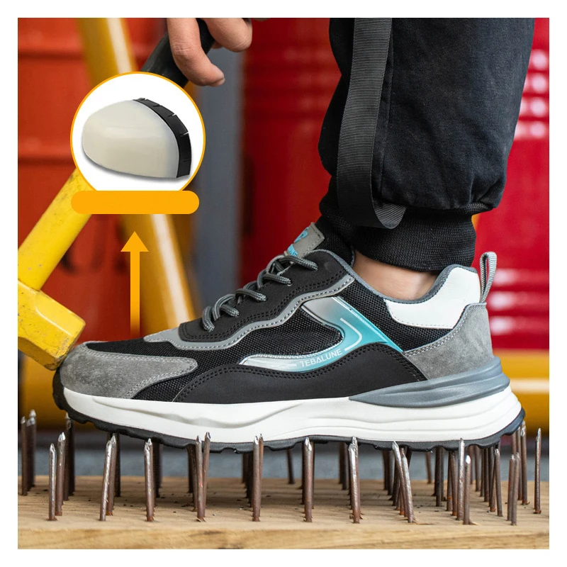 

Мужская дышащая рабочая обувь со стальным носком для отдыха, летние рабочие кроссовки, легкие защитные ботинки, уличная обувь, защита