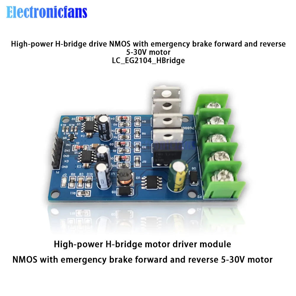 170W High Power H-Bridge Motor Driver Module NMOS Emergency Brake 5-30V Motor Module Two PWM Inputs Speed Control Motor Board