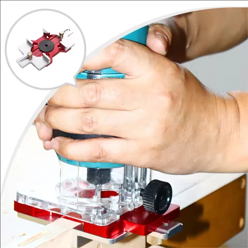 2in 1 Invisible Fastener Slotting Bracket Woodworking Router Base Mortising Jig Trimmer Base Grooving for Cabinet Wardrobe