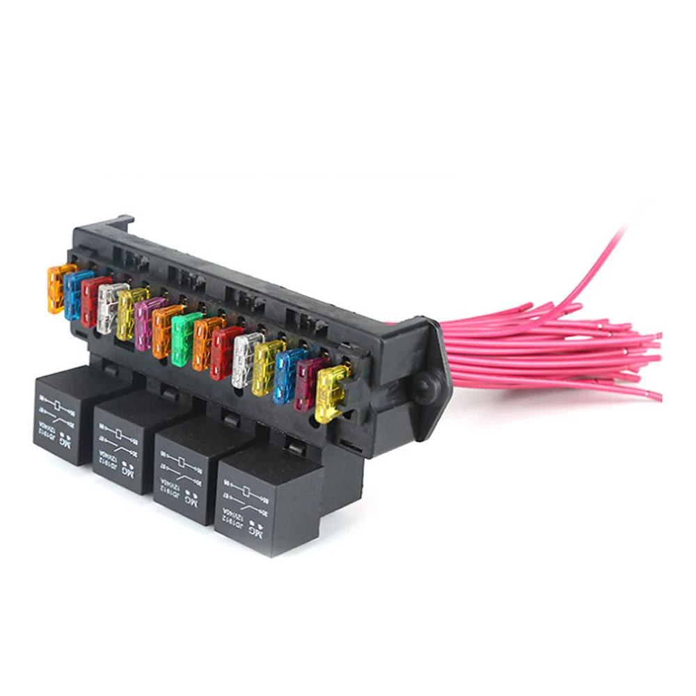 12 V Car Fuse Box 15-way Wire Fuse Block Box Multi-circuit Control Box Car Wire Fuse Holder with Relay