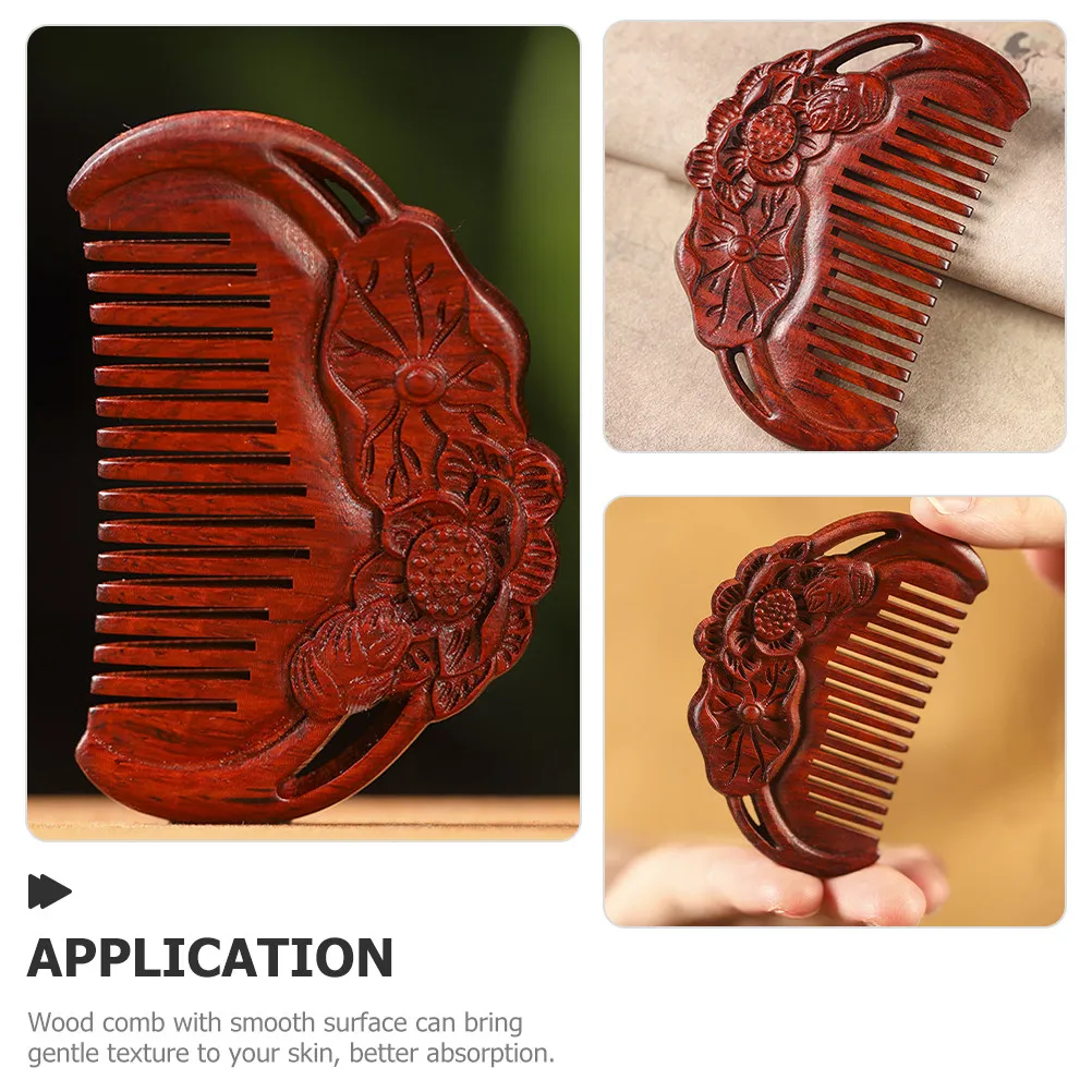 Wooden Wide Tooth Comb Purple Sandalwood Soft Texture Hair Detangler Scalp Massage No Static Hair Comb for Women Men