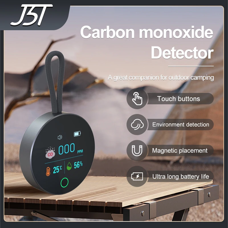K5S CO Carbon Monoxide Detector Alarm Magnetic Portable Outdoor Camping Indoor Home Live Touch Buttons Environment Detection