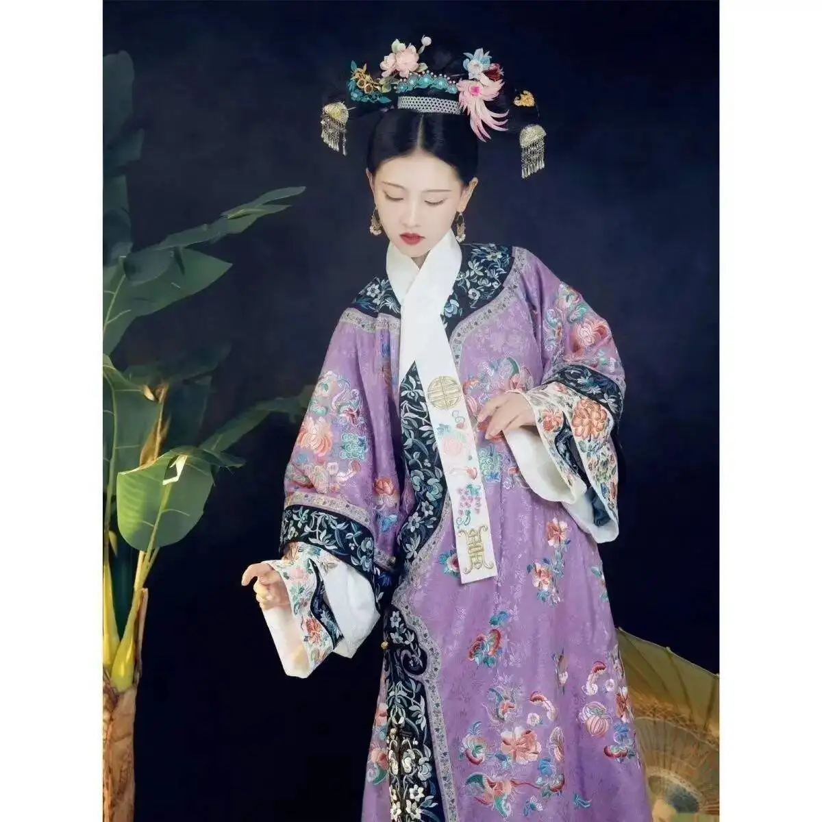 

Женская одежда Цин Dynasty, плащ, платье с флагом, баннер с принтом, костюм китайского двора, косплей, Cheongsam