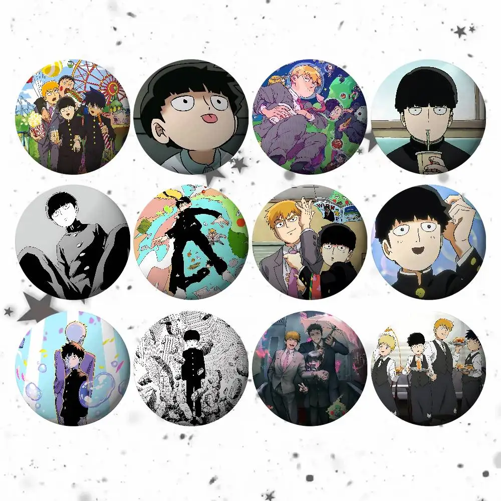 M-Mob P-Psycho 100 Badges Fashion New Hip Hop Versatile Round Metal Badge Cartoon Pin Gift Wholesale