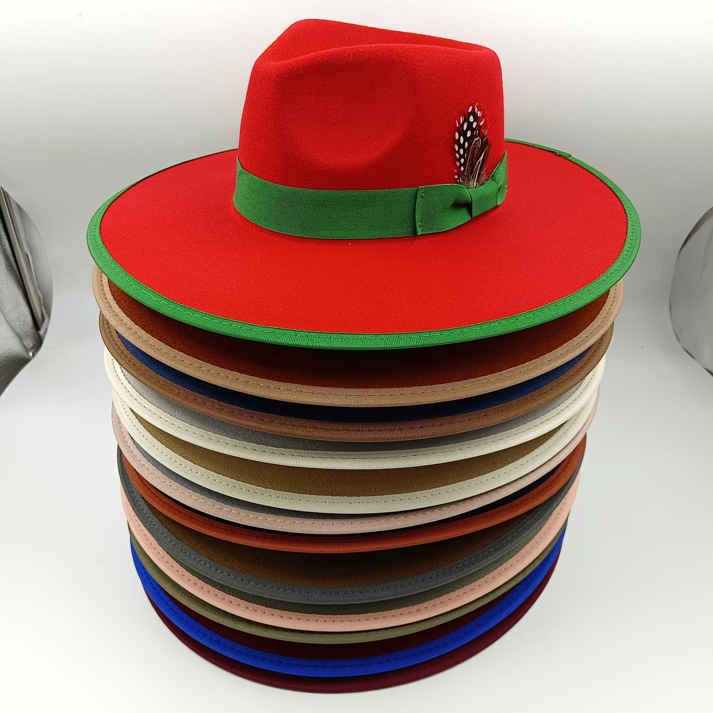 wide brim fedora diamond hat large brim women hat men unisex bowknot jazz hat for men and women wholesale price cowboy hat